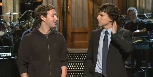 Mark Zuckerberg & Jesse Eisenberg - SNL. In The Social Network actor Jesse 
