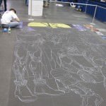 NYCC 09: Scenes from the Convention Floor: Chalk Watchmen Mural in Progress