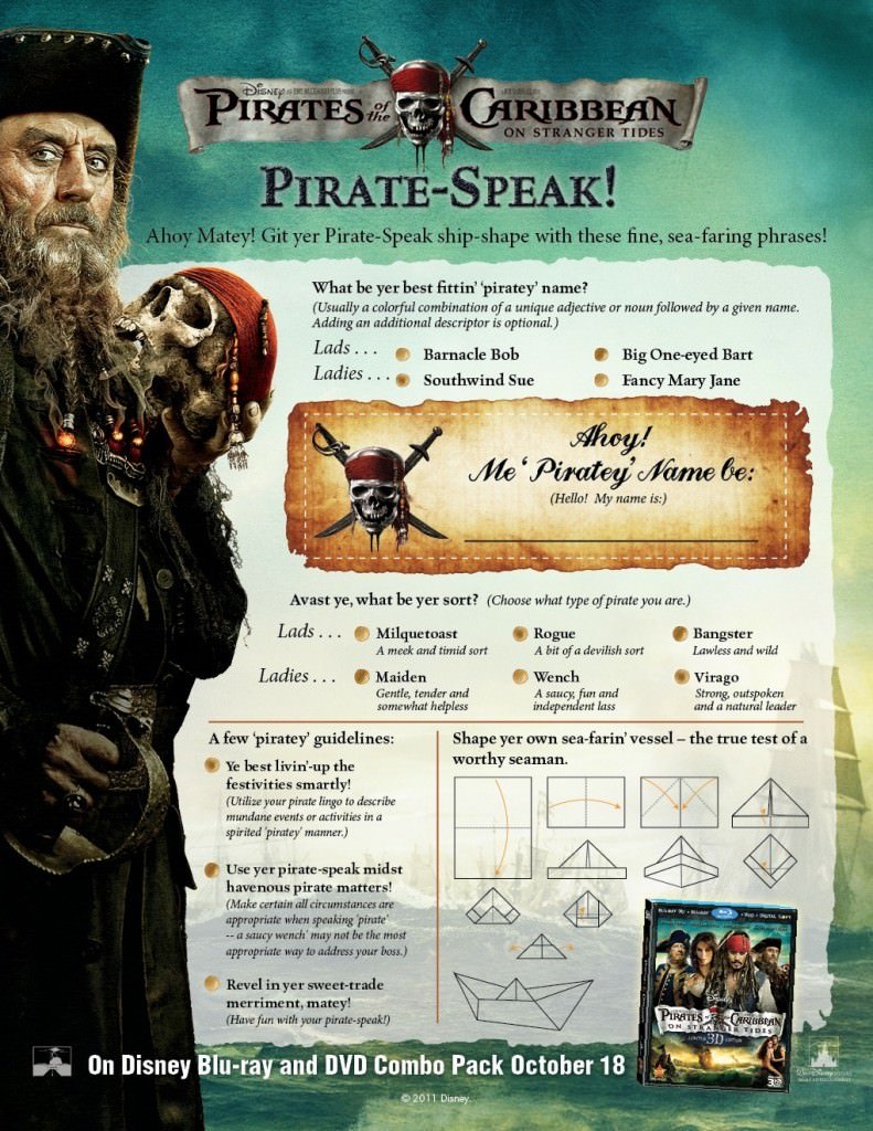 Pirates of the Caribbean Pirate Lexicon