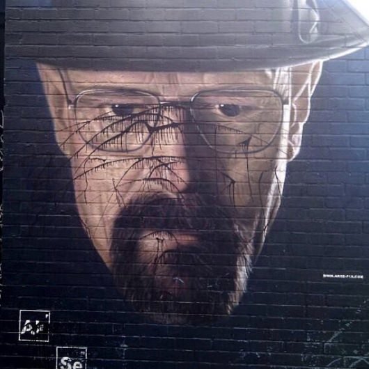 Heisenberg Breaking Bad graffiti defaced