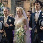 Sherlock wedding John Watson (Martin Freeman), Mary Morstan (Amanda Abbington), Sherlock Holmes (Benedict Cumberbatch) Season 3 Episode 2