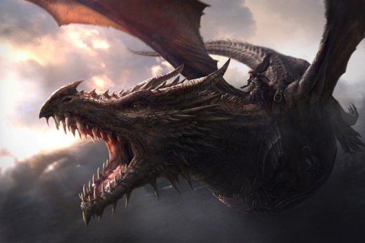 Game Of Thrones Aegonâ€™s Conquest Aegon I Targaryen riding atop his dragon Balerion the Black Dread (illustration by J. Gonzalez).
