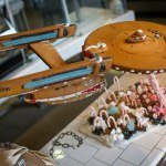 A Gingerbread recreation of the Starship Enterprise from "Star Trek," created by Blackmarket Bakery and on display at the shop in Costa Mesa, CA BlackmarketBakery.com