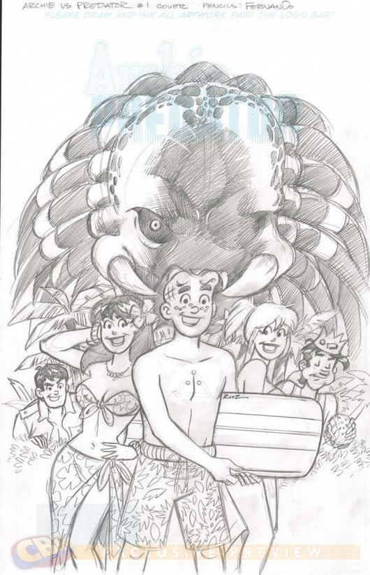 Archie vs. Predator #1 cover pencils by Fernando Ruiz