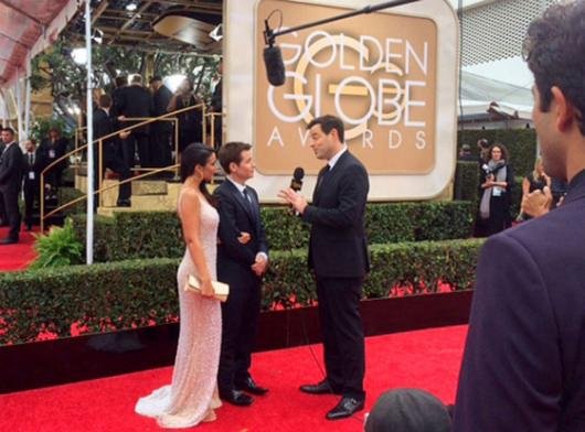 Entourage Kevin Connolly, Emmanuelle Chriqui, Carson Daly on Red Carpet Golden Globes filming