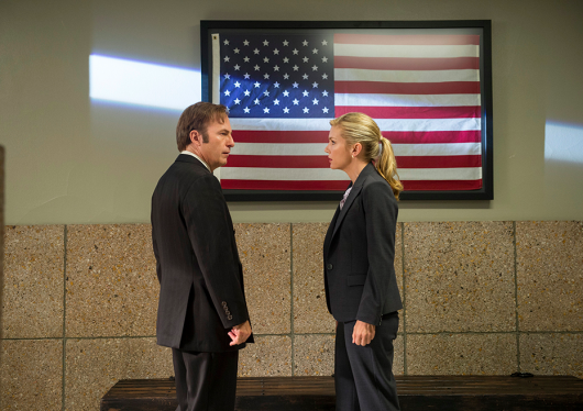 Better Call Saul Episode 103 Jimmy McGill (Bob Odenkirk) and Kim Wexler (Rhea Seehorn)
