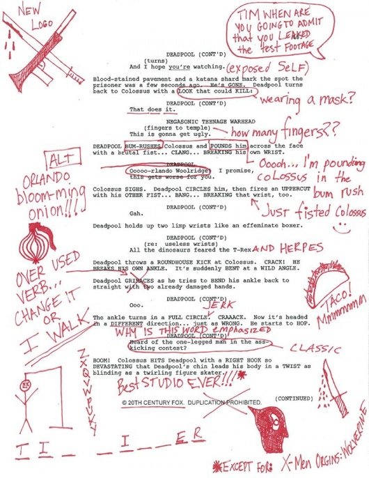 Deadpool Script Page