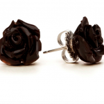 Rocklove Black Rose Stud Earrings