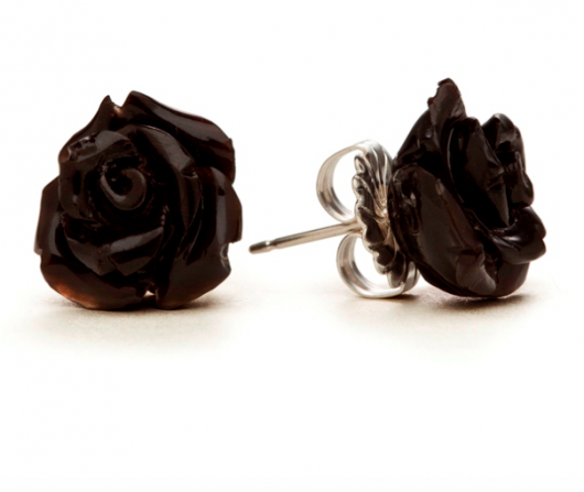 Rocklove Black Rose Stud Earrings