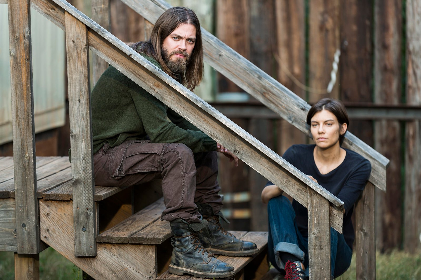 Lauren Cohan as Maggie Greene, Tom Payne as Paul 'Jesus' RoviaÂ - The Walking Dead, Season 7, Episode 14