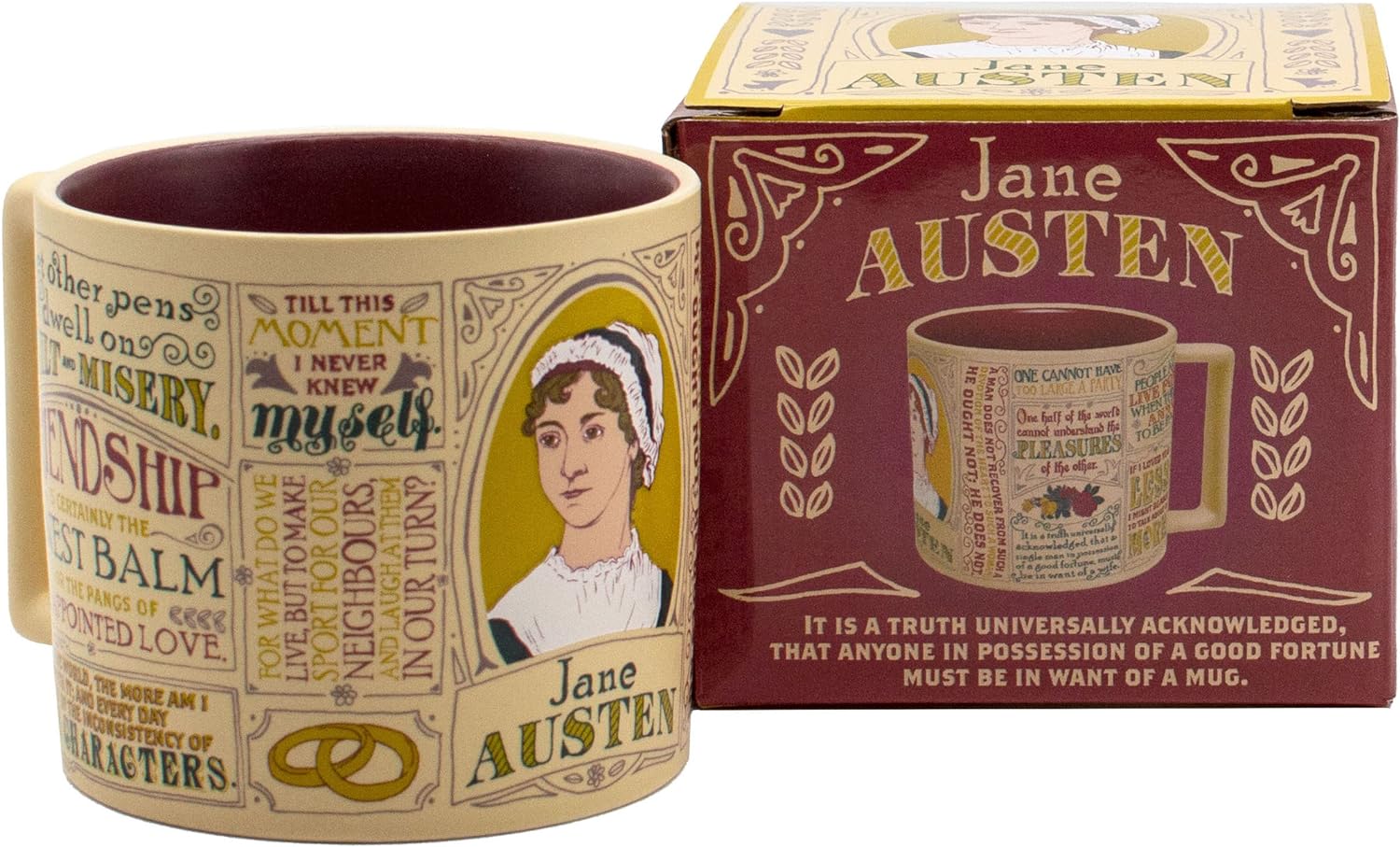 Jane Austen and Books Coffee Mug Unemployed Philosophers Guild Jane Austen and Books Coffee Mug Unemployed Philosophers Guild