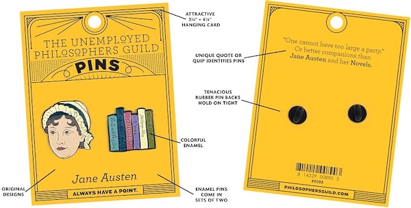 Jane Austen and Books Enamel Pin Set Unemployed Philosophers Guild Jane Austen and Books Enamel Pin Set Unemployed Philosophers Guild